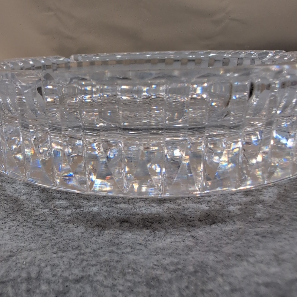 Vintage‎ Crystal Glass Ashtray Clear Round Cut Diamond Pattern Tobacciana - Picture 4 of 5